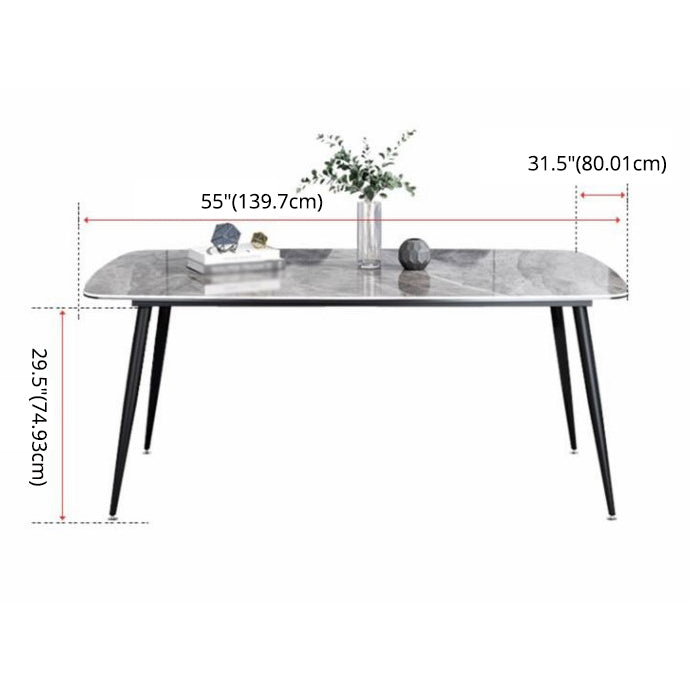 Modern Gray Standard Dining Set Rectangle Shape Sintered Stone Dining Set with 4 Legs Table Clearhalo 'Dining Room Sets' 'Dining Tables & Seating' 'dining_room_set' 'furn' 'furn_dining_room_set' 'Furniture' 'furniture_dining_room_set' 'Kitchen & Dining Furniture' 'kitchen&dining_furn' 'kitchen' 3475171