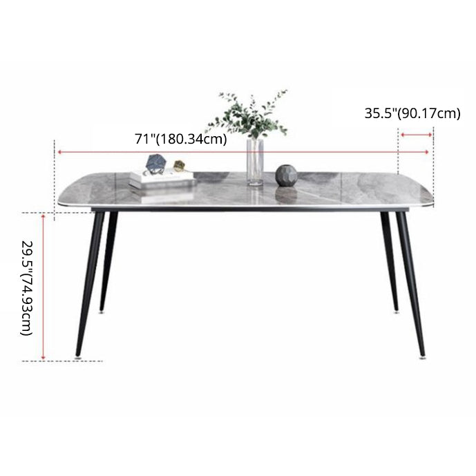 Modern Gray Standard Dining Set Rectangle Shape Sintered Stone Dining Set with 4 Legs Table Clearhalo 'Dining Room Sets' 'Dining Tables & Seating' 'dining_room_set' 'furn' 'furn_dining_room_set' 'Furniture' 'furniture_dining_room_set' 'Kitchen & Dining Furniture' 'kitchen&dining_furn' 'kitchen' 3475173