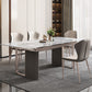 Minimalist Sintered Stone Extendable Dining Set Rectangle Kitchen Dining Set with Double Pedestal Clearhalo 'Dining Room Sets' 'Dining Tables & Seating' 'dining_room_set' 'furn' 'furn_dining_room_set' 'Furniture' 'furniture_dining_room_set' 'Kitchen & Dining Furniture' 'kitchen&dining_furn' 'kitchen' 3475187