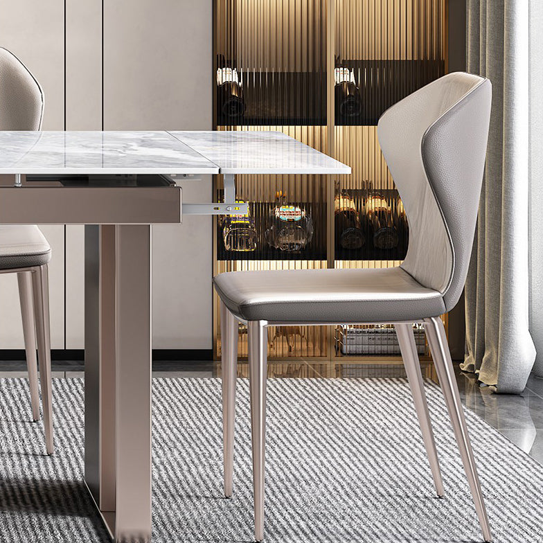 Minimalist Sintered Stone Extendable Dining Set Rectangle Kitchen Dining Set with Double Pedestal Clearhalo 'Dining Room Sets' 'Dining Tables & Seating' 'dining_room_set' 'furn' 'furn_dining_room_set' 'Furniture' 'furniture_dining_room_set' 'Kitchen & Dining Furniture' 'kitchen&dining_furn' 'kitchen' 3475190