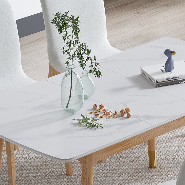 Modern Sintered Stone Top Standard Dining Set Rectangle White Dining Set for Kitchen Clearhalo 'Dining Room Sets' 'Dining Tables & Seating' 'dining_room_set' 'furn' 'furn_dining_room_set' 'Furniture' 'furniture_dining_room_set' 'Kitchen & Dining Furniture' 'kitchen&dining_furn' 'kitchen' 3475204