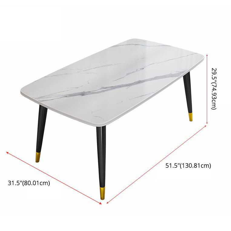 Minimalist Style Traditional Height Sintered Stone Dining Table Rectangle Dining Room Set For Home Clearhalo 'Dining Room Sets' 'Dining Tables & Seating' 'dining_room_set' 'furn' 'furn_dining_room_set' 'Furniture' 'furniture_dining_room_set' 'Kitchen & Dining Furniture' 'kitchen&dining_furn' 'kitchen' 3475237