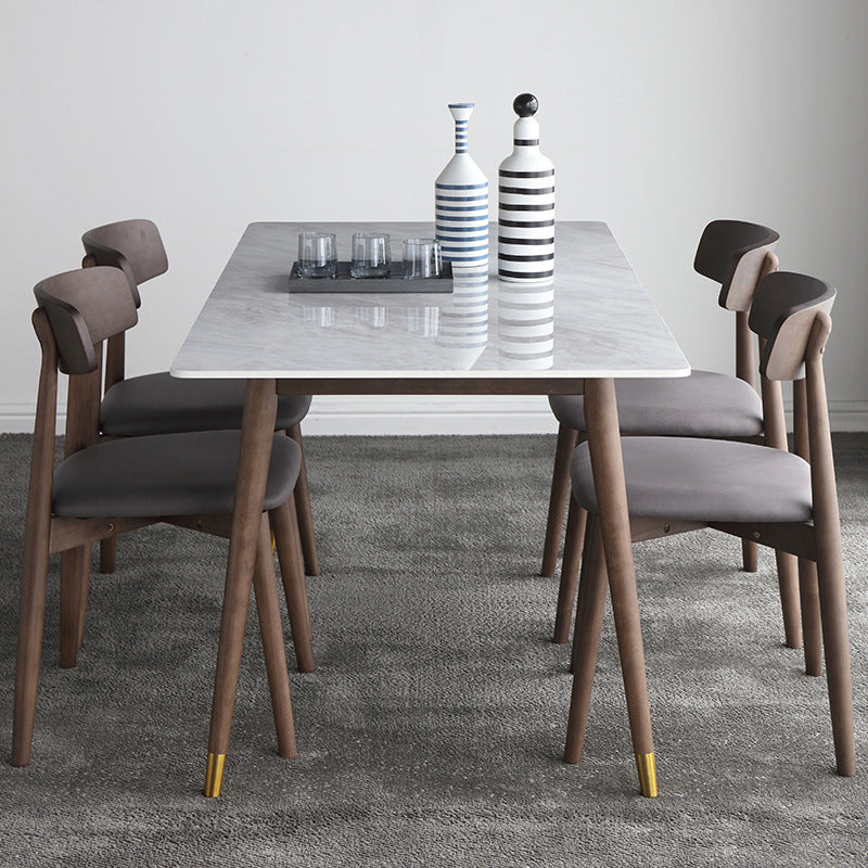 Minimalist Traditional Height Sintered Stone Dining Table Rectangle Dining Set For Home 5 Piece Set Clearhalo 'Dining Room Sets' 'Dining Tables & Seating' 'dining_room_set' 'furn' 'furn_dining_room_set' 'Furniture' 'furniture_dining_room_set' 'Kitchen & Dining Furniture' 'kitchen&dining_furn' 'kitchen' 3475240