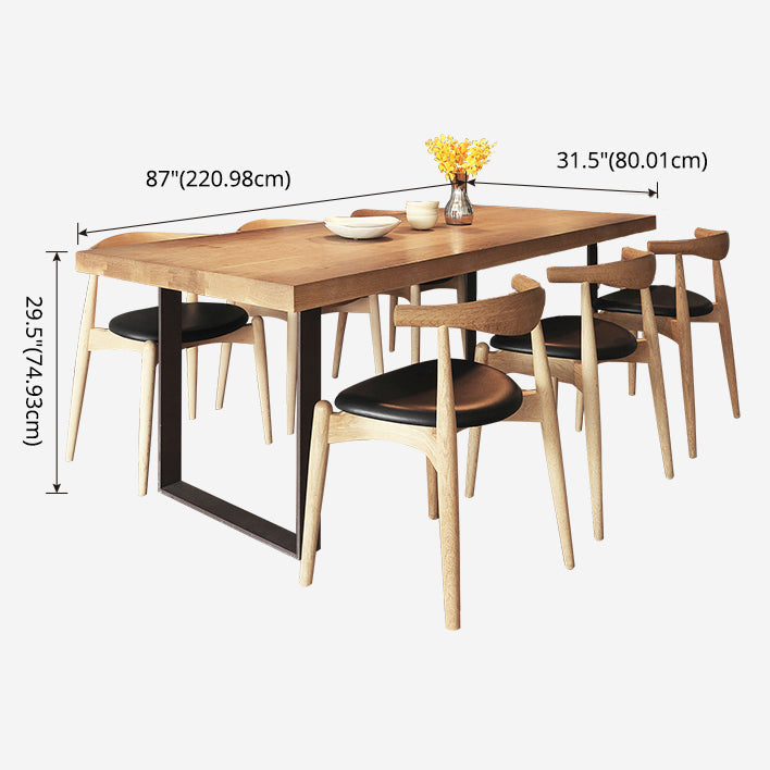Standard Solid Wood Top Dining Set with 2 Black Metallic Legs for Dining Room Furniture Clearhalo 'Dining Room Sets' 'Dining Tables & Seating' 'dining_room_set' 'furn' 'furn_dining_room_set' 'Furniture' 'furniture_dining_room_set' 'Kitchen & Dining Furniture' 'kitchen&dining_furn' 'kitchen' 3475277