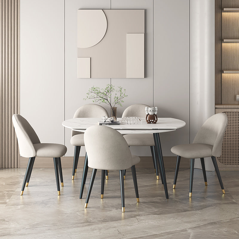 Standard Sintered Stone Top Dining Room Set with 4 Black Metallic Legs for Dining Furniture Clearhalo 'Dining Room Sets' 'Dining Tables & Seating' 'dining_room_set' 'furn' 'furn_dining_room_set' 'Furniture' 'furniture_dining_room_set' 'Kitchen & Dining Furniture' 'kitchen&dining_furn' 'kitchen' 3475284