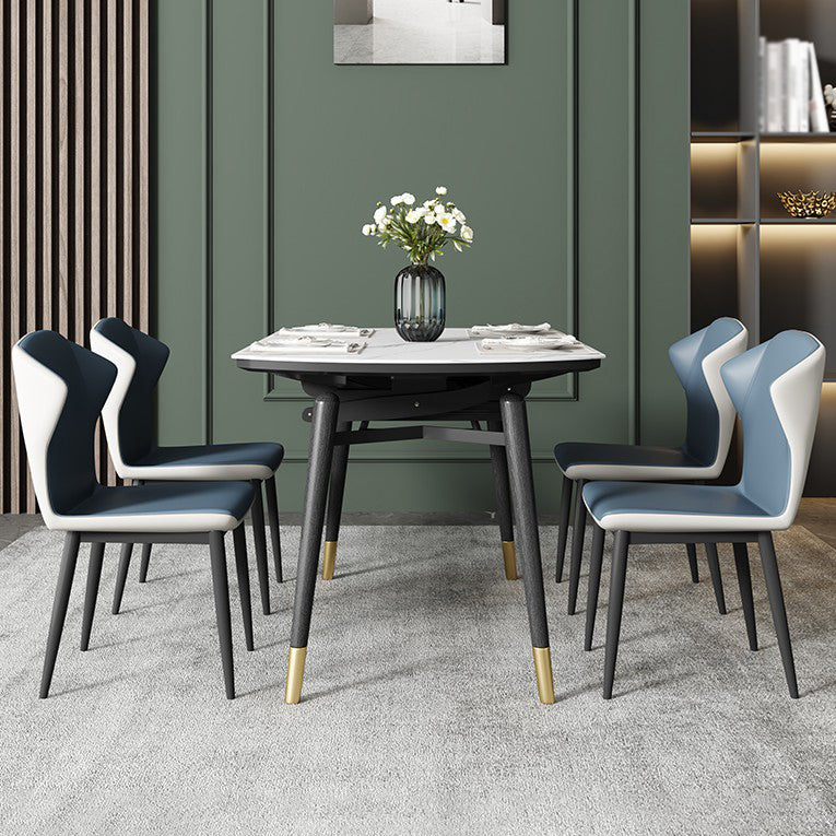 Kitchen Modern Sintered Stone Dining Table of Traditional Height with Collapsible Dining Room Sets Clearhalo 'Dining Room Sets' 'Dining Tables & Seating' 'dining_room_set' 'furn' 'furn_dining_room_set' 'Furniture' 'furniture_dining_room_set' 'Kitchen & Dining Furniture' 'kitchen&dining_furn' 'kitchen' 3475294