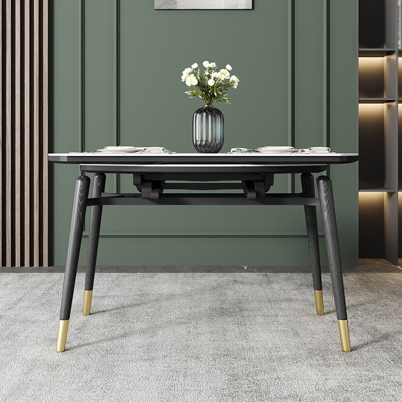 Kitchen Modern Sintered Stone Dining Table of Traditional Height with Collapsible Dining Room Sets Clearhalo 'Dining Room Sets' 'Dining Tables & Seating' 'dining_room_set' 'furn' 'furn_dining_room_set' 'Furniture' 'furniture_dining_room_set' 'Kitchen & Dining Furniture' 'kitchen&dining_furn' 'kitchen' 3475295