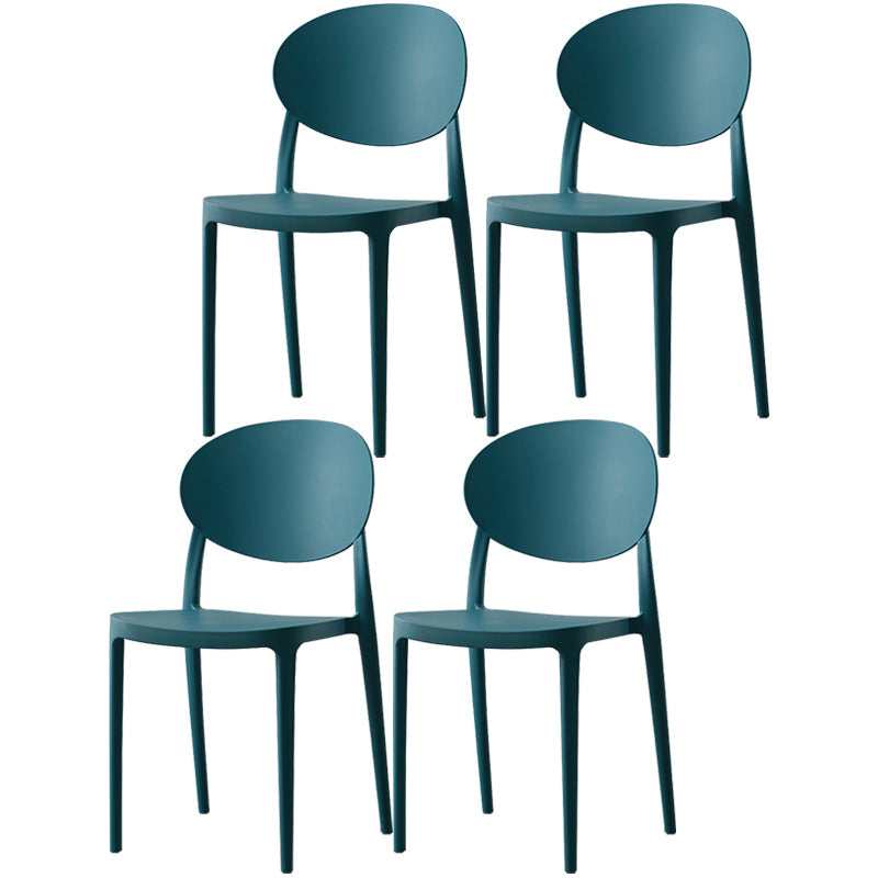 Nordic Plastic Open Back Dining Side Chair 33"H Acrylic Dining Chair for Restaurant Peacock Blue 4 Piece Set Clearhalo ' kitchen&dining_furn' 'Dining Chairs' 'Dining Tables & Seating' 'dining_chair' 'furn' 'furn_dining_chair' 'Furniture' 'furniture_dining_chair' 'Kitchen & Dining Furniture' 'kitchen' 3475368