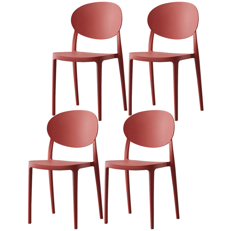 Nordic Plastic Open Back Dining Side Chair 33"H Acrylic Dining Chair for Restaurant Red 4 Piece Set Clearhalo ' kitchen&dining_furn' 'Dining Chairs' 'Dining Tables & Seating' 'dining_chair' 'furn' 'furn_dining_chair' 'Furniture' 'furniture_dining_chair' 'Kitchen & Dining Furniture' 'kitchen' 3475386