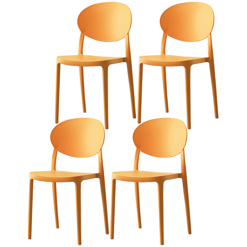 Nordic Plastic Open Back Dining Side Chair 33"H Acrylic Dining Chair for Restaurant Orange 4 Piece Set Clearhalo ' kitchen&dining_furn' 'Dining Chairs' 'Dining Tables & Seating' 'dining_chair' 'furn' 'furn_dining_chair' 'Furniture' 'furniture_dining_chair' 'Kitchen & Dining Furniture' 'kitchen' 3475398