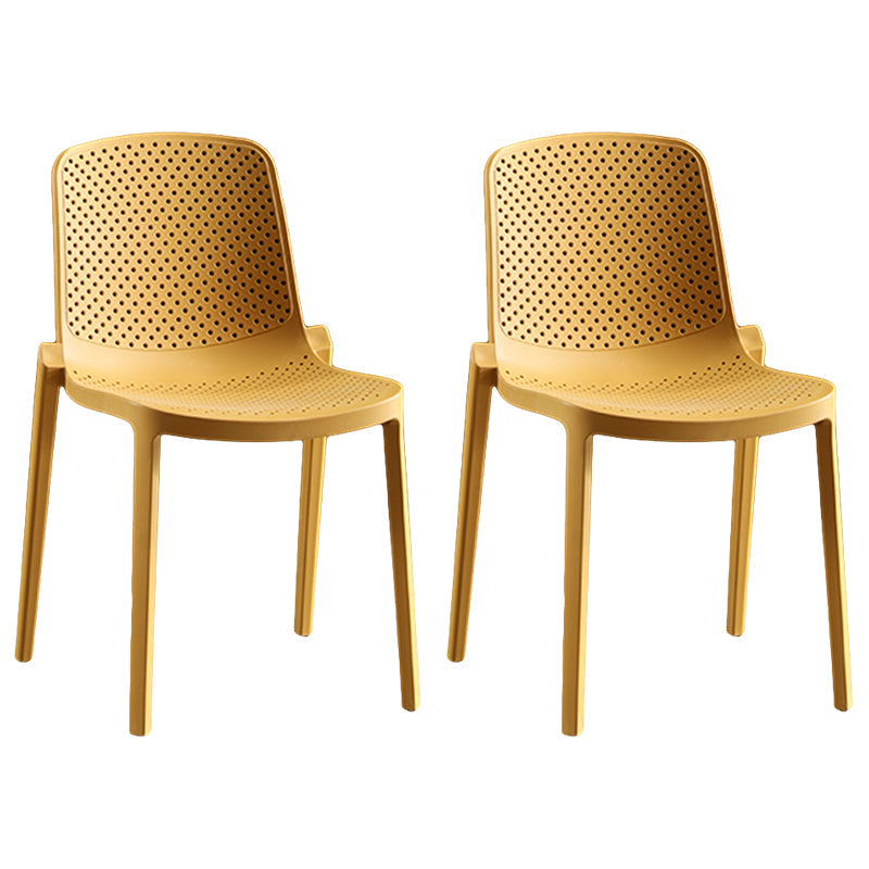 Home Contemporary Side Chair Solid Back Plastic Stackable Dining Room Chair Yellow 2 Piece Set Clearhalo ' kitchen&dining_furn' 'Dining Chairs' 'Dining Tables & Seating' 'dining_chair' 'furn' 'furn_dining_chair' 'Furniture' 'furniture_dining_chair' 'Kitchen & Dining Furniture' 'kitchen' 3482738
