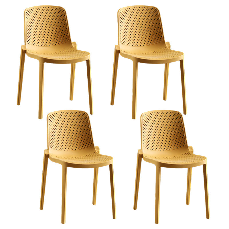 Home Contemporary Side Chair Solid Back Plastic Stackable Dining Room Chair Yellow 4 Piece Set Clearhalo ' kitchen&dining_furn' 'Dining Chairs' 'Dining Tables & Seating' 'dining_chair' 'furn' 'furn_dining_chair' 'Furniture' 'furniture_dining_chair' 'Kitchen & Dining Furniture' 'kitchen' 3482739