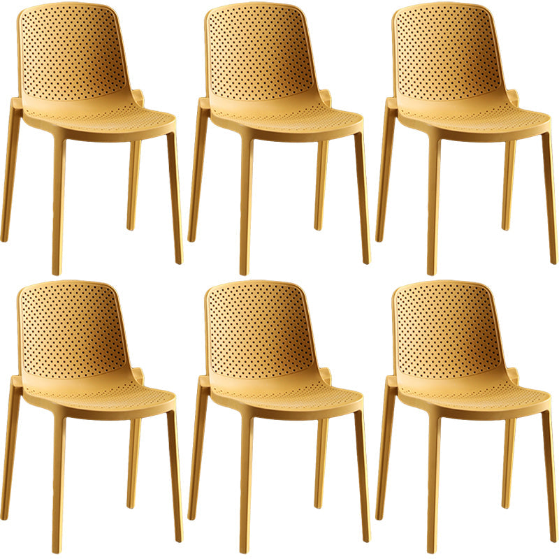 Home Contemporary Side Chair Solid Back Plastic Stackable Dining Room Chair Yellow 6 Piece Set Clearhalo ' kitchen&dining_furn' 'Dining Chairs' 'Dining Tables & Seating' 'dining_chair' 'furn' 'furn_dining_chair' 'Furniture' 'furniture_dining_chair' 'Kitchen & Dining Furniture' 'kitchen' 3482742