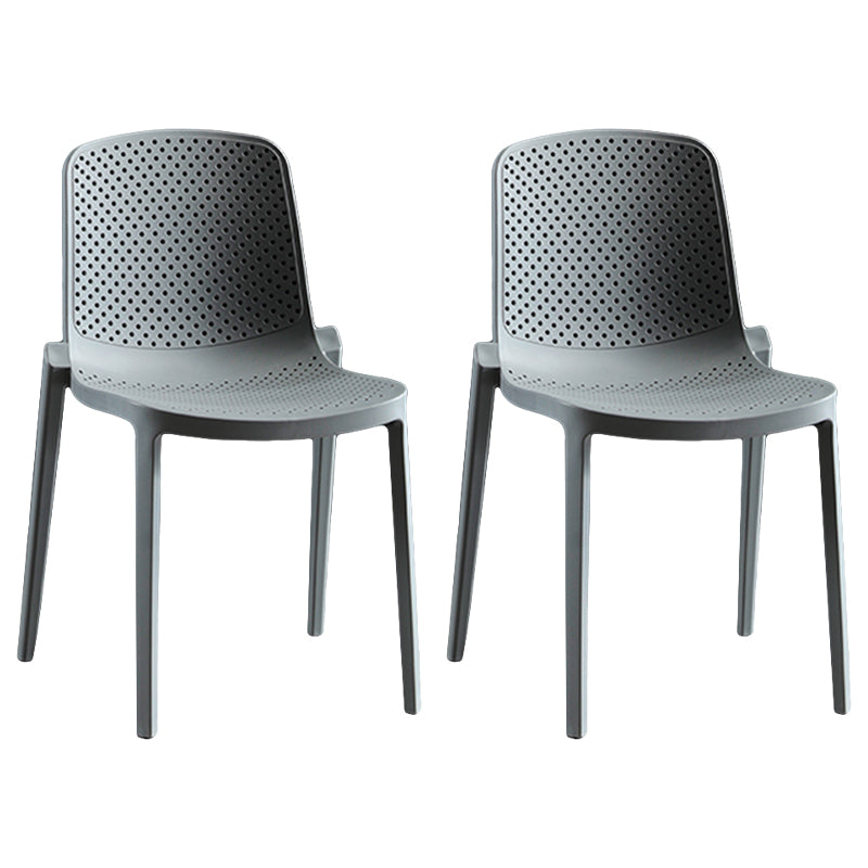 Home Contemporary Side Chair Solid Back Plastic Stackable Dining Room Chair Grey 2 Piece Set Clearhalo ' kitchen&dining_furn' 'Dining Chairs' 'Dining Tables & Seating' 'dining_chair' 'furn' 'furn_dining_chair' 'Furniture' 'furniture_dining_chair' 'Kitchen & Dining Furniture' 'kitchen' 3482743