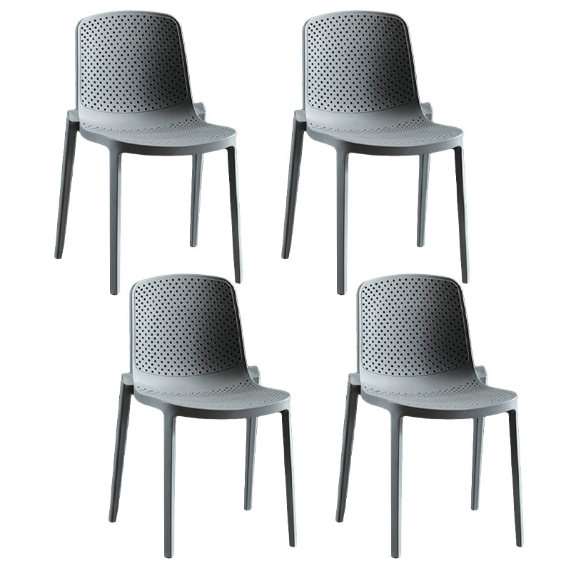 Home Contemporary Side Chair Solid Back Plastic Stackable Dining Room Chair Grey 4 Piece Set Clearhalo ' kitchen&dining_furn' 'Dining Chairs' 'Dining Tables & Seating' 'dining_chair' 'furn' 'furn_dining_chair' 'Furniture' 'furniture_dining_chair' 'Kitchen & Dining Furniture' 'kitchen' 3482746