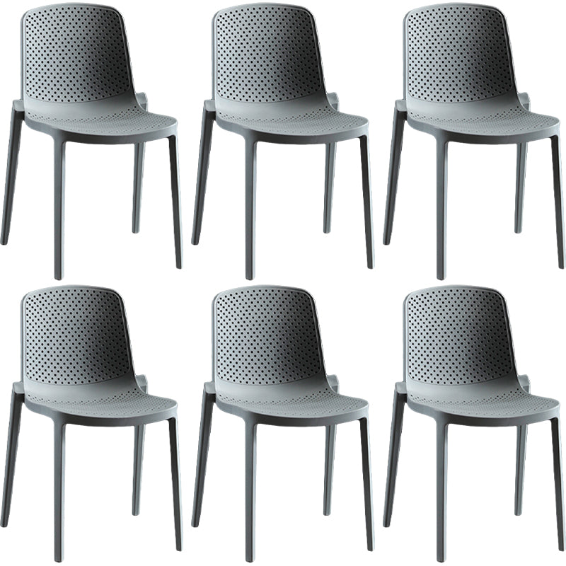 Home Contemporary Side Chair Solid Back Plastic Stackable Dining Room Chair Grey 6 Piece Set Clearhalo ' kitchen&dining_furn' 'Dining Chairs' 'Dining Tables & Seating' 'dining_chair' 'furn' 'furn_dining_chair' 'Furniture' 'furniture_dining_chair' 'Kitchen & Dining Furniture' 'kitchen' 3482747