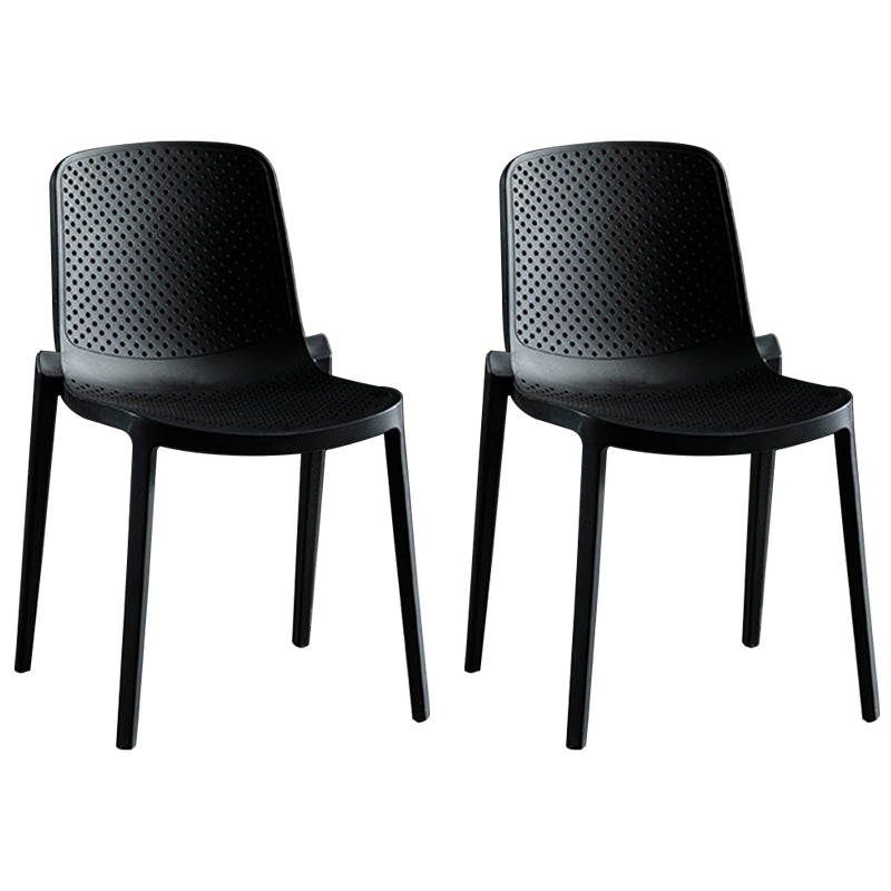 Home Contemporary Side Chair Solid Back Plastic Stackable Dining Room Chair Black 2 Piece Set Clearhalo ' kitchen&dining_furn' 'Dining Chairs' 'Dining Tables & Seating' 'dining_chair' 'furn' 'furn_dining_chair' 'Furniture' 'furniture_dining_chair' 'Kitchen & Dining Furniture' 'kitchen' 3482750