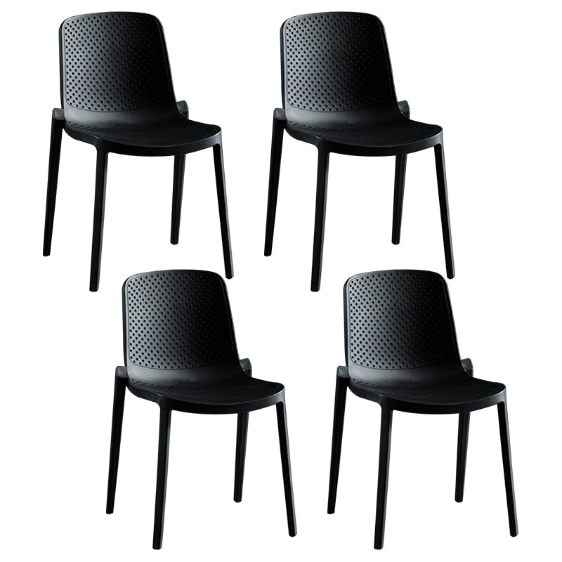 Home Contemporary Side Chair Solid Back Plastic Stackable Dining Room Chair Black 4 Piece Set Clearhalo ' kitchen&dining_furn' 'Dining Chairs' 'Dining Tables & Seating' 'dining_chair' 'furn' 'furn_dining_chair' 'Furniture' 'furniture_dining_chair' 'Kitchen & Dining Furniture' 'kitchen' 3482751