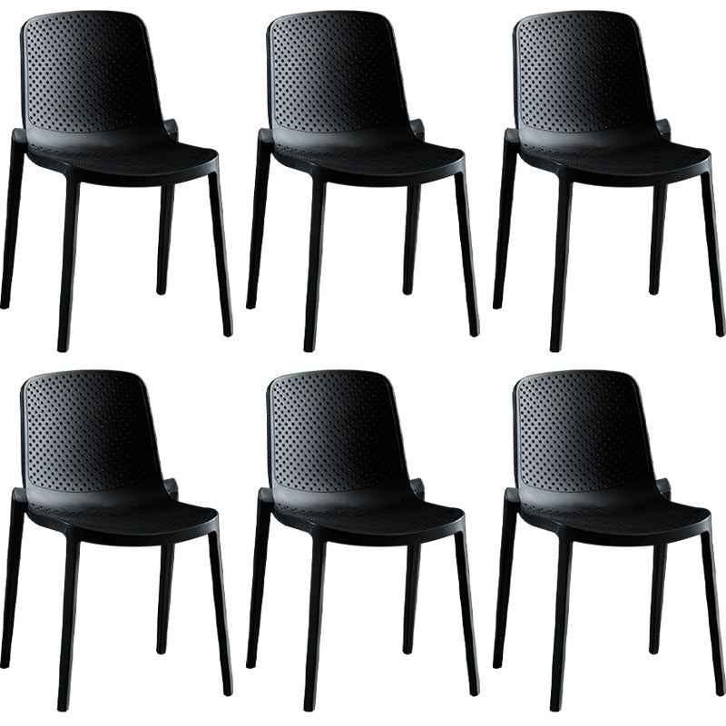 Home Contemporary Side Chair Solid Back Plastic Stackable Dining Room Chair Black 6 Piece Set Clearhalo ' kitchen&dining_furn' 'Dining Chairs' 'Dining Tables & Seating' 'dining_chair' 'furn' 'furn_dining_chair' 'Furniture' 'furniture_dining_chair' 'Kitchen & Dining Furniture' 'kitchen' 3482752