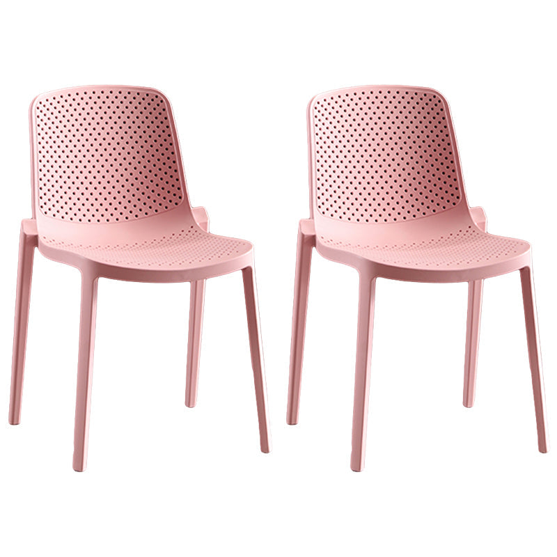 Home Contemporary Side Chair Solid Back Plastic Stackable Dining Room Chair Pink 2 Piece Set Clearhalo ' kitchen&dining_furn' 'Dining Chairs' 'Dining Tables & Seating' 'dining_chair' 'furn' 'furn_dining_chair' 'Furniture' 'furniture_dining_chair' 'Kitchen & Dining Furniture' 'kitchen' 3482753