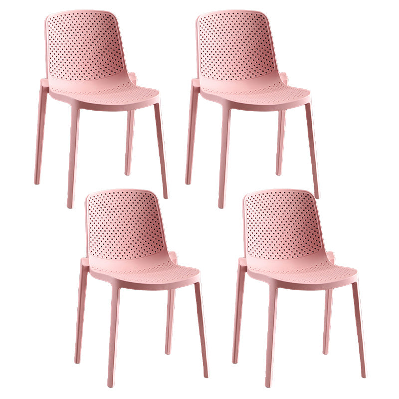 Home Contemporary Side Chair Solid Back Plastic Stackable Dining Room Chair Pink 4 Piece Set Clearhalo ' kitchen&dining_furn' 'Dining Chairs' 'Dining Tables & Seating' 'dining_chair' 'furn' 'furn_dining_chair' 'Furniture' 'furniture_dining_chair' 'Kitchen & Dining Furniture' 'kitchen' 3482754
