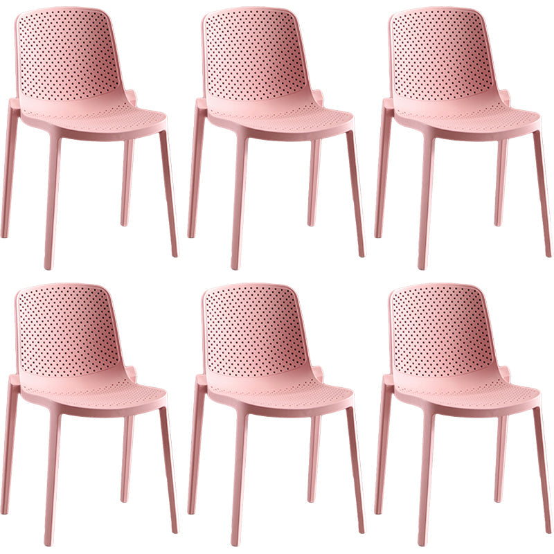 Home Contemporary Side Chair Solid Back Plastic Stackable Dining Room Chair Pink 6 Piece Set Clearhalo ' kitchen&dining_furn' 'Dining Chairs' 'Dining Tables & Seating' 'dining_chair' 'furn' 'furn_dining_chair' 'Furniture' 'furniture_dining_chair' 'Kitchen & Dining Furniture' 'kitchen' 3482755