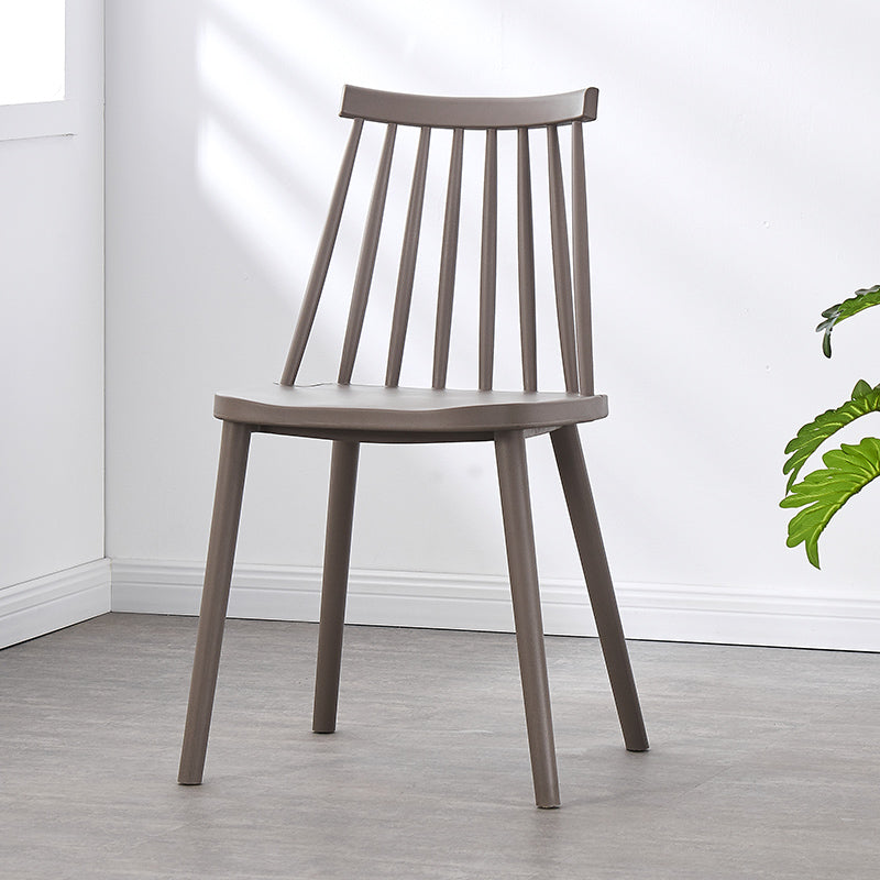 Scandinavian Plastic Chair 30"H Slat Back Side Chair Bedroom Dining Chair Grey 1 Piece Clearhalo ' kitchen&dining_furn' 'Dining Chairs' 'Dining Tables & Seating' 'dining_chair' 'furn' 'furn_dining_chair' 'Furniture' 'furniture_dining_chair' 'Kitchen & Dining Furniture' 'kitchen' 3482763
