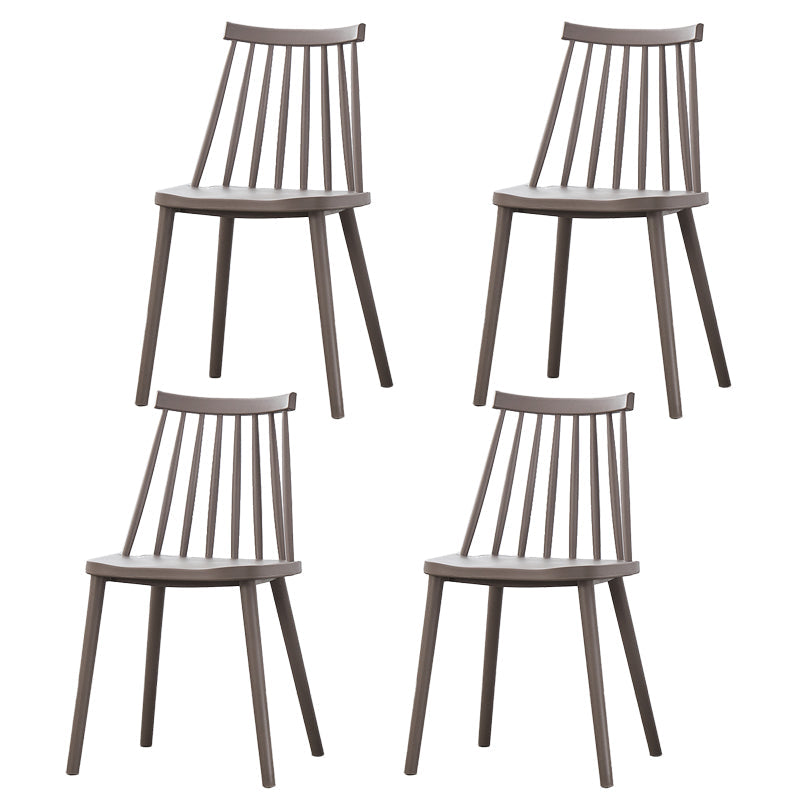 Scandinavian Plastic Chair 30"H Slat Back Side Chair Bedroom Dining Chair Grey 4 Piece Set Clearhalo ' kitchen&dining_furn' 'Dining Chairs' 'Dining Tables & Seating' 'dining_chair' 'furn' 'furn_dining_chair' 'Furniture' 'furniture_dining_chair' 'Kitchen & Dining Furniture' 'kitchen' 3482767