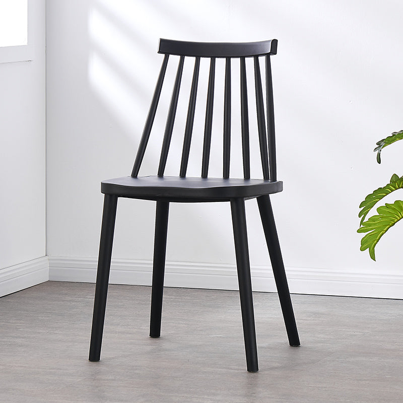 Scandinavian Plastic Chair 30"H Slat Back Side Chair Bedroom Dining Chair Black 1 Piece Clearhalo ' kitchen&dining_furn' 'Dining Chairs' 'Dining Tables & Seating' 'dining_chair' 'furn' 'furn_dining_chair' 'Furniture' 'furniture_dining_chair' 'Kitchen & Dining Furniture' 'kitchen' 3482768