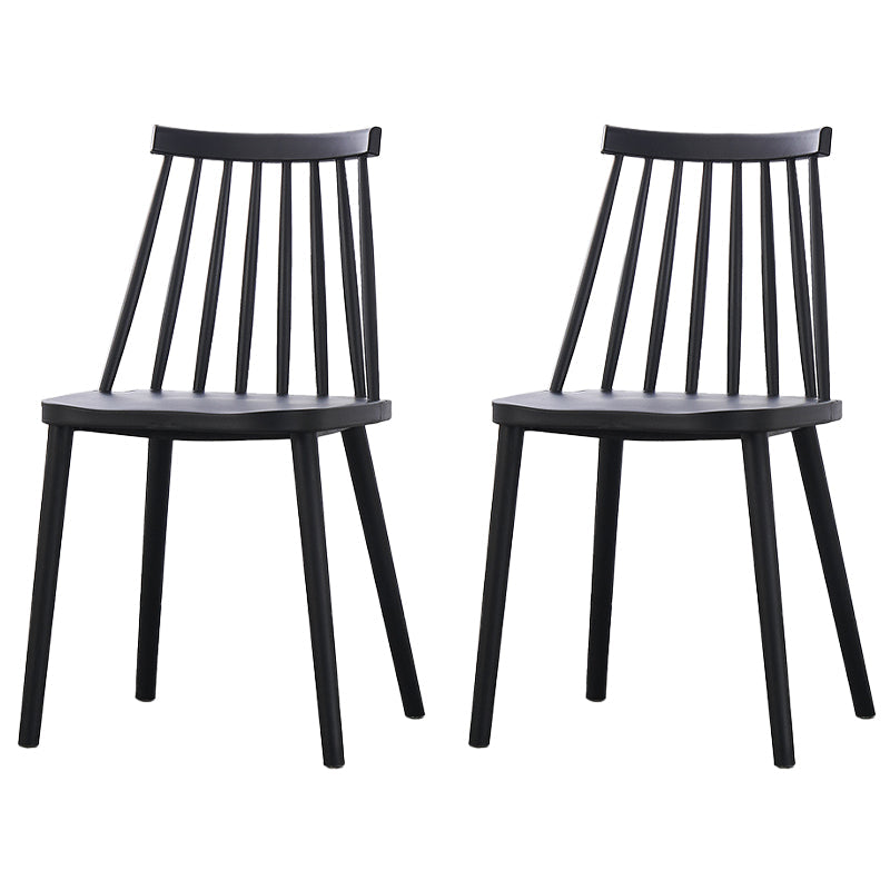 Scandinavian Plastic Chair 30"H Slat Back Side Chair Bedroom Dining Chair Black 2 Piece Set Clearhalo ' kitchen&dining_furn' 'Dining Chairs' 'Dining Tables & Seating' 'dining_chair' 'furn' 'furn_dining_chair' 'Furniture' 'furniture_dining_chair' 'Kitchen & Dining Furniture' 'kitchen' 3482770
