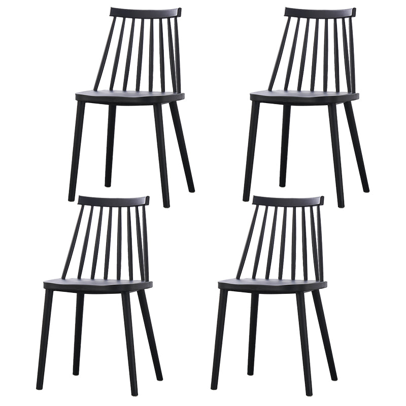 Scandinavian Plastic Chair 30"H Slat Back Side Chair Bedroom Dining Chair Black 4 Piece Set Clearhalo ' kitchen&dining_furn' 'Dining Chairs' 'Dining Tables & Seating' 'dining_chair' 'furn' 'furn_dining_chair' 'Furniture' 'furniture_dining_chair' 'Kitchen & Dining Furniture' 'kitchen' 3482773
