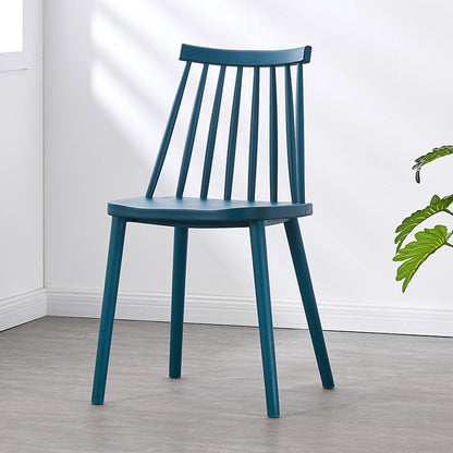 Scandinavian Plastic Chair 30"H Slat Back Side Chair Bedroom Dining Chair Peacock Blue 1 Piece Clearhalo ' kitchen&dining_furn' 'Dining Chairs' 'Dining Tables & Seating' 'dining_chair' 'furn' 'furn_dining_chair' 'Furniture' 'furniture_dining_chair' 'Kitchen & Dining Furniture' 'kitchen' 3482775