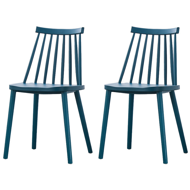 Scandinavian Plastic Chair 30"H Slat Back Side Chair Bedroom Dining Chair Peacock Blue 2 Piece Set Clearhalo ' kitchen&dining_furn' 'Dining Chairs' 'Dining Tables & Seating' 'dining_chair' 'furn' 'furn_dining_chair' 'Furniture' 'furniture_dining_chair' 'Kitchen & Dining Furniture' 'kitchen' 3482777