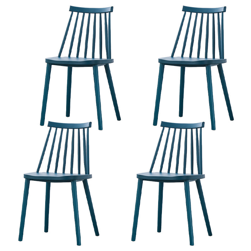 Scandinavian Plastic Chair 30"H Slat Back Side Chair Bedroom Dining Chair Peacock Blue 4 Piece Set Clearhalo ' kitchen&dining_furn' 'Dining Chairs' 'Dining Tables & Seating' 'dining_chair' 'furn' 'furn_dining_chair' 'Furniture' 'furniture_dining_chair' 'Kitchen & Dining Furniture' 'kitchen' 3482778