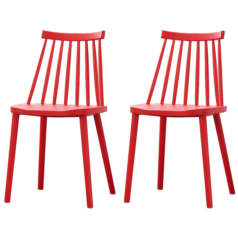 Scandinavian Plastic Chair 30"H Slat Back Side Chair Bedroom Dining Chair Red 2 Piece Set Clearhalo ' kitchen&dining_furn' 'Dining Chairs' 'Dining Tables & Seating' 'dining_chair' 'furn' 'furn_dining_chair' 'Furniture' 'furniture_dining_chair' 'Kitchen & Dining Furniture' 'kitchen' 3482782