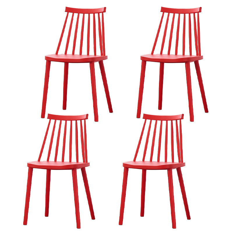 Scandinavian Plastic Chair 30"H Slat Back Side Chair Bedroom Dining Chair Red 4 Piece Set Clearhalo ' kitchen&dining_furn' 'Dining Chairs' 'Dining Tables & Seating' 'dining_chair' 'furn' 'furn_dining_chair' 'Furniture' 'furniture_dining_chair' 'Kitchen & Dining Furniture' 'kitchen' 3482783