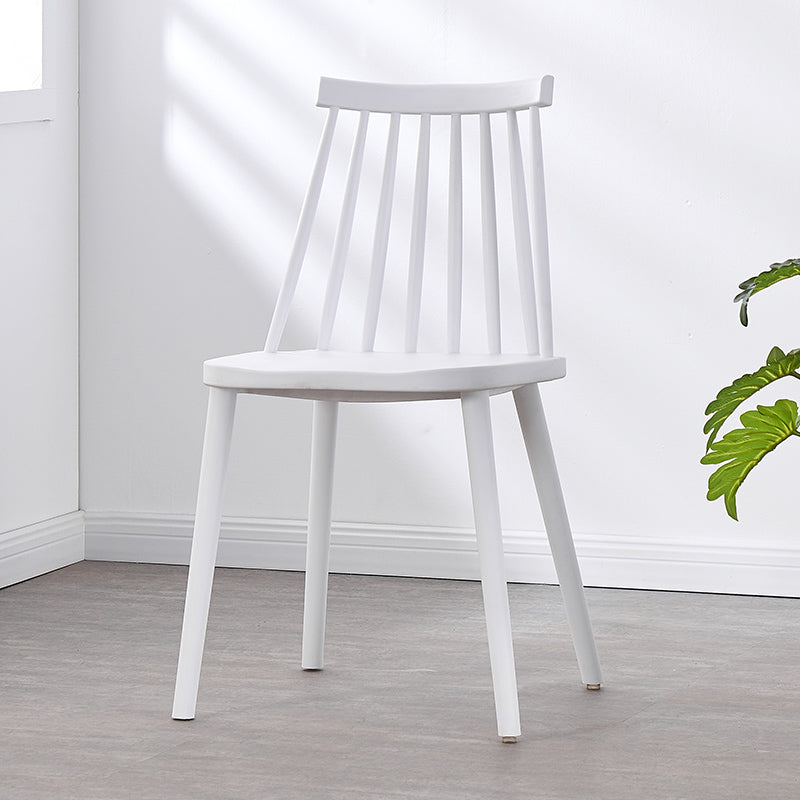 Scandinavian Plastic Chair 30"H Slat Back Side Chair Bedroom Dining Chair White 1 Piece Clearhalo ' kitchen&dining_furn' 'Dining Chairs' 'Dining Tables & Seating' 'dining_chair' 'furn' 'furn_dining_chair' 'Furniture' 'furniture_dining_chair' 'Kitchen & Dining Furniture' 'kitchen' 3482784
