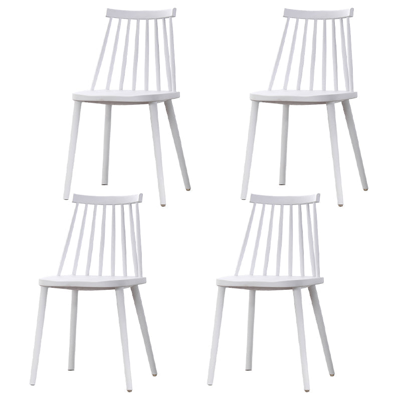 Scandinavian Plastic Chair 30"H Slat Back Side Chair Bedroom Dining Chair White 4 Piece Set Clearhalo ' kitchen&dining_furn' 'Dining Chairs' 'Dining Tables & Seating' 'dining_chair' 'furn' 'furn_dining_chair' 'Furniture' 'furniture_dining_chair' 'Kitchen & Dining Furniture' 'kitchen' 3482786