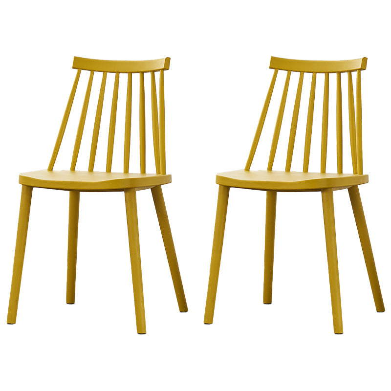 Scandinavian Plastic Chair 30"H Slat Back Side Chair Bedroom Dining Chair Yellow 2 Piece Set Clearhalo ' kitchen&dining_furn' 'Dining Chairs' 'Dining Tables & Seating' 'dining_chair' 'furn' 'furn_dining_chair' 'Furniture' 'furniture_dining_chair' 'Kitchen & Dining Furniture' 'kitchen' 3482788