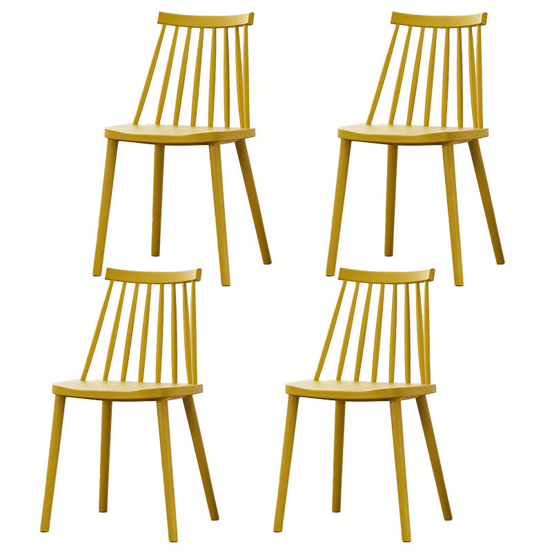 Scandinavian Plastic Chair 30"H Slat Back Side Chair Bedroom Dining Chair Yellow 4 Piece Set Clearhalo ' kitchen&dining_furn' 'Dining Chairs' 'Dining Tables & Seating' 'dining_chair' 'furn' 'furn_dining_chair' 'Furniture' 'furniture_dining_chair' 'Kitchen & Dining Furniture' 'kitchen' 3482789