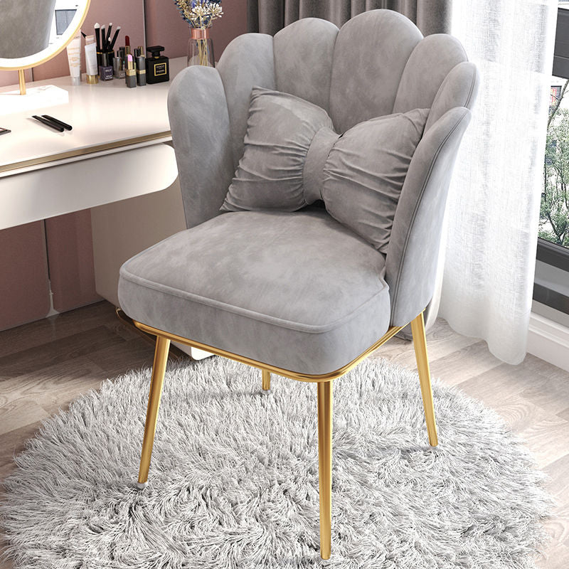 Glam Dining Room Chair 21'' Wide Solid Back Chair with 4 Metal Legs for Home Grey 1 Piece Brass Gold Clearhalo ' kitchen&dining_furn' 'Dining Chairs' 'Dining Tables & Seating' 'dining_chair' 'furn' 'furn_dining_chair' 'Furniture' 'furniture_dining_chair' 'Kitchen & Dining Furniture' 'kitchen' 3482816