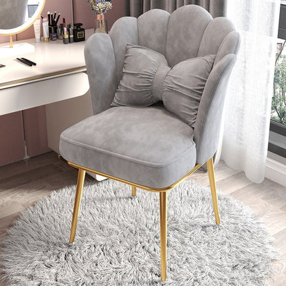 Glam Dining Room Chair 21'' Wide Solid Back Chair with 4 Metal Legs for Home Grey 1 Piece Brass Gold Clearhalo ' kitchen&dining_furn' 'Dining Chairs' 'Dining Tables & Seating' 'dining_chair' 'furn' 'furn_dining_chair' 'Furniture' 'furniture_dining_chair' 'Kitchen & Dining Furniture' 'kitchen' 3482816
