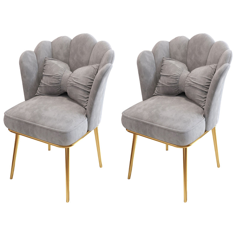 Glam Dining Room Chair 21'' Wide Solid Back Chair with 4 Metal Legs for Home Grey 2 Piece Set Brass Gold Clearhalo ' kitchen&dining_furn' 'Dining Chairs' 'Dining Tables & Seating' 'dining_chair' 'furn' 'furn_dining_chair' 'Furniture' 'furniture_dining_chair' 'Kitchen & Dining Furniture' 'kitchen' 3482817