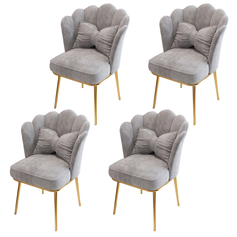 Glam Dining Room Chair 21'' Wide Solid Back Chair with 4 Metal Legs for Home Grey 4 Piece Set Brass Gold Clearhalo ' kitchen&dining_furn' 'Dining Chairs' 'Dining Tables & Seating' 'dining_chair' 'furn' 'furn_dining_chair' 'Furniture' 'furniture_dining_chair' 'Kitchen & Dining Furniture' 'kitchen' 3482819