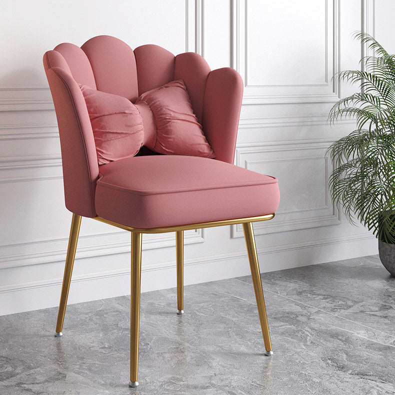 Glam Dining Room Chair 21'' Wide Solid Back Chair with 4 Metal Legs for Home Clearhalo ' kitchen&dining_furn' 'Dining Chairs' 'Dining Tables & Seating' 'dining_chair' 'furn' 'furn_dining_chair' 'Furniture' 'furniture_dining_chair' 'Kitchen & Dining Furniture' 'kitchen' 3482820