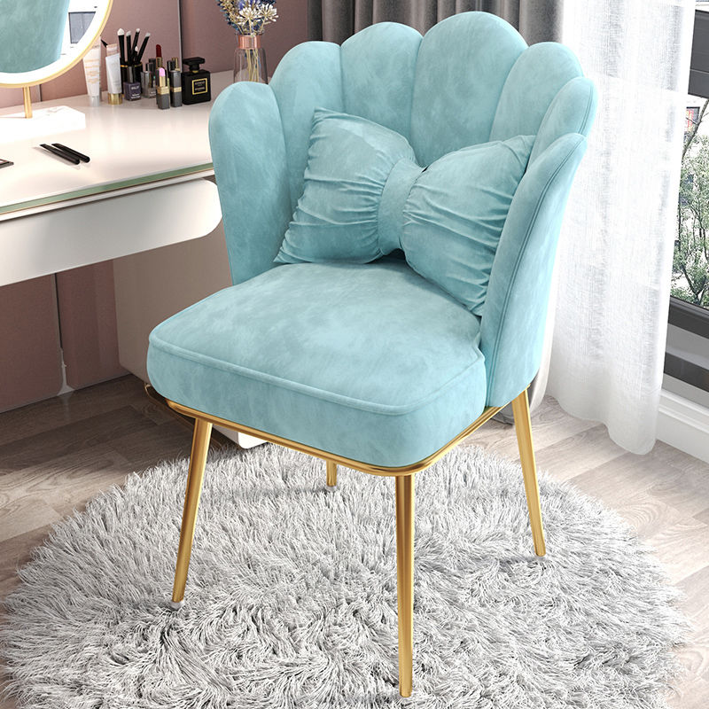Glam Dining Room Chair 21'' Wide Solid Back Chair with 4 Metal Legs for Home Lake Blue 1 Piece Brass Gold Clearhalo ' kitchen&dining_furn' 'Dining Chairs' 'Dining Tables & Seating' 'dining_chair' 'furn' 'furn_dining_chair' 'Furniture' 'furniture_dining_chair' 'Kitchen & Dining Furniture' 'kitchen' 3482821