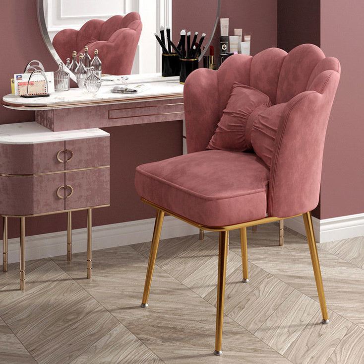 Glam Dining Room Chair 21'' Wide Solid Back Chair with 4 Metal Legs for Home Clearhalo ' kitchen&dining_furn' 'Dining Chairs' 'Dining Tables & Seating' 'dining_chair' 'furn' 'furn_dining_chair' 'Furniture' 'furniture_dining_chair' 'Kitchen & Dining Furniture' 'kitchen' 3482822