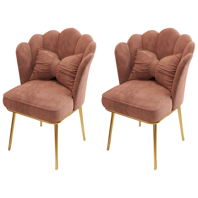 Glam Dining Room Chair 21'' Wide Solid Back Chair with 4 Metal Legs for Home Cameo Brown 2 Piece Set Brass Gold Clearhalo ' kitchen&dining_furn' 'Dining Chairs' 'Dining Tables & Seating' 'dining_chair' 'furn' 'furn_dining_chair' 'Furniture' 'furniture_dining_chair' 'Kitchen & Dining Furniture' 'kitchen' 3482842
