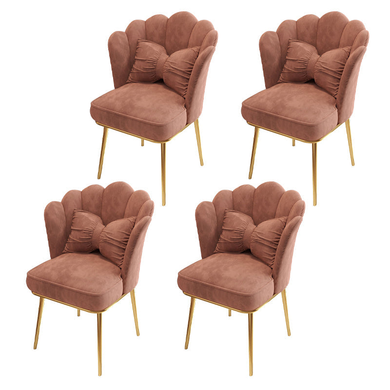 Glam Dining Room Chair 21'' Wide Solid Back Chair with 4 Metal Legs for Home Cameo Brown 4 Piece Set Brass Gold Clearhalo ' kitchen&dining_furn' 'Dining Chairs' 'Dining Tables & Seating' 'dining_chair' 'furn' 'furn_dining_chair' 'Furniture' 'furniture_dining_chair' 'Kitchen & Dining Furniture' 'kitchen' 3482843