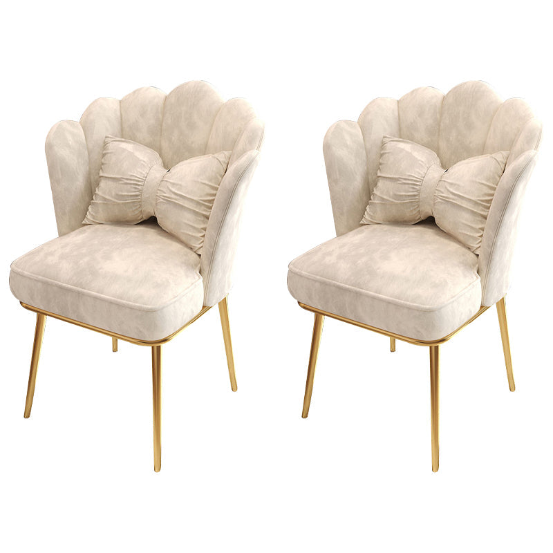 Glam Dining Room Chair 21'' Wide Solid Back Chair with 4 Metal Legs for Home Off-White 2 Piece Set Brass Gold Clearhalo ' kitchen&dining_furn' 'Dining Chairs' 'Dining Tables & Seating' 'dining_chair' 'furn' 'furn_dining_chair' 'Furniture' 'furniture_dining_chair' 'Kitchen & Dining Furniture' 'kitchen' 3482848